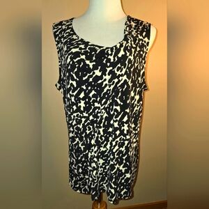 Dana Buchanan Sleeveless Signature Knotted Draped Blouse Tan/Black XL